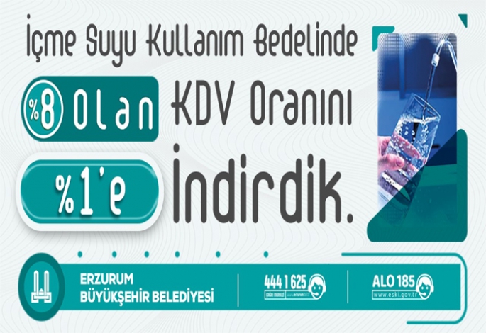 Büyükşehir’den İçme Suyunda KDV İndirimi